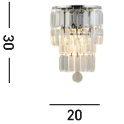 Searchlight Wandlampe Glas Metall Modern H:30 cm E14 IP44 in Chrom< Wandleuchten|Flurlampen
