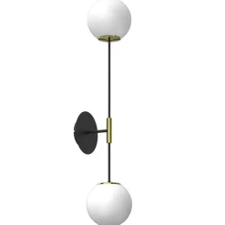 Luminex Wandlampe Glas Metall Schwarz Weiß Gold H:80 cm Kugeln< Wandleuchten|Glaslampen