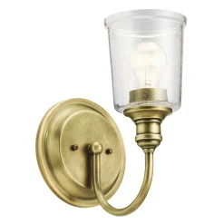 Elstead Wandlampe Glasschirm Metall Jugendstil in Messing LIODA< Wandleuchten|Küchenlampen