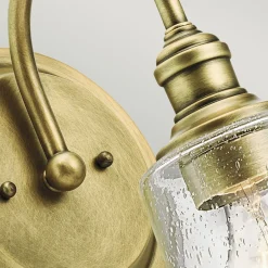 Elstead Wandlampe Glasschirm Metall Jugendstil in Messing LIODA< Wandleuchten|Küchenlampen