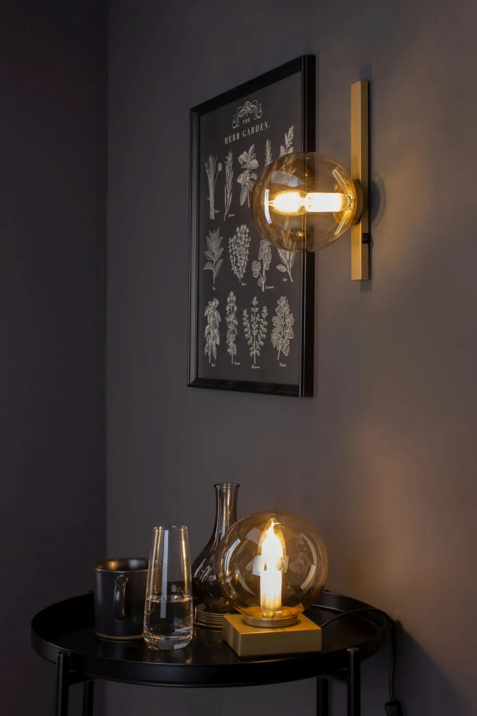 Eco-Light Wandlampe Gold Bernstein Glaskugel E14 B:14 cm blendarm< Wohnzimmerlampen|Glaslampen