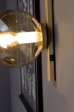 Eco-Light Wandlampe Gold Bernstein Glaskugel E14 B:14 cm blendarm< Wohnzimmerlampen|Glaslampen