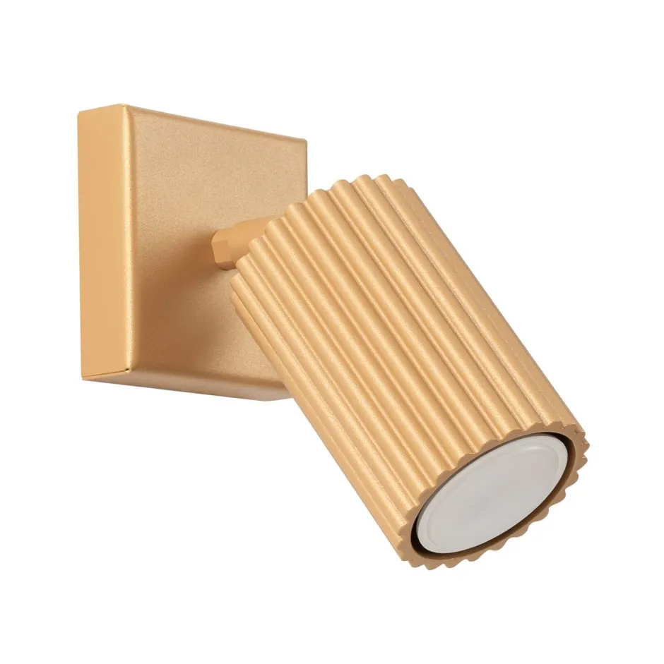 Flurlampen|Wohnzimmerlampen*Sollux Wandlampe GU10 B: 8 cm klein schwenkbar aus Aluminium in Gold