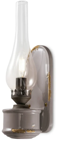 Wohnzimmerlampen|Glaslampen*Ferroluce Wandlampe Handarbeit Glas H: 33 cm Taupe Shabby Antik E14