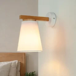 Wandleuchten|Stofflampen*Easylight Wandlampe Holz Lampe Modern Skandinavisch Leuchte