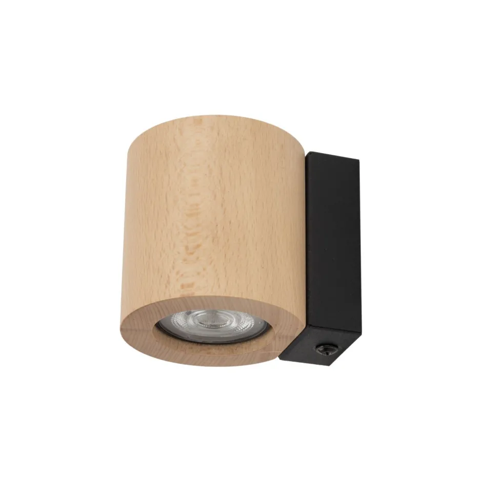 TK Lighting Wandlampe Holz Metall GU10 H: 8,5 cm klein Downlight< Wandleuchten|Flurlampen