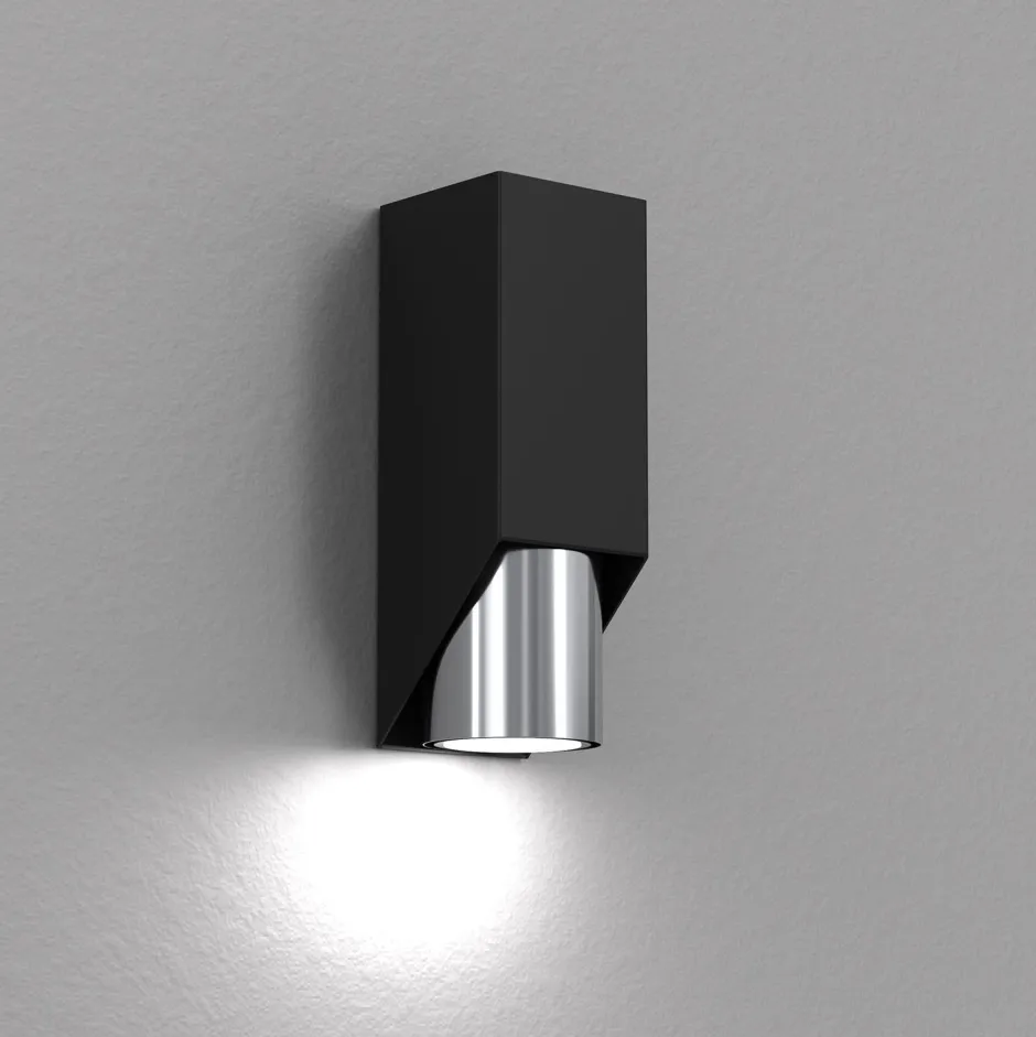 Wandleuchten|Flurlampen*Luminex Wandlampe in Schwarz Chrom GU10 stilvoll akzentuiert