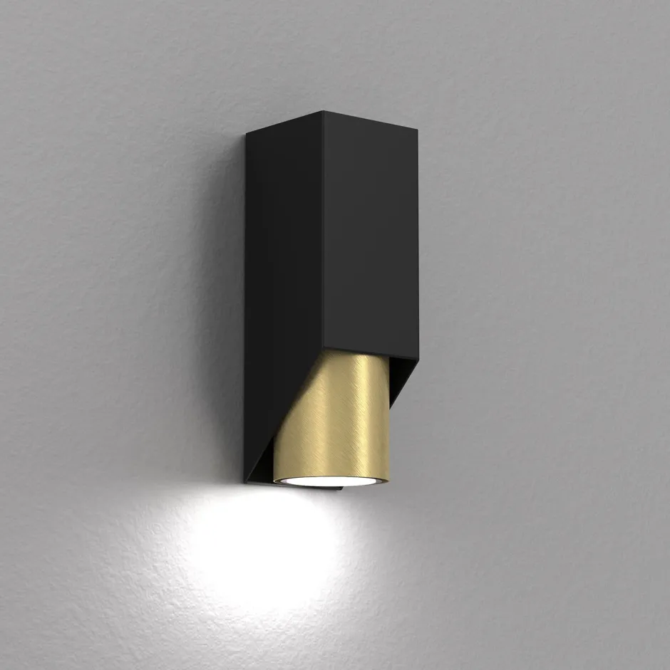 Wandleuchten|Flurlampen*Luminex Wandlampe in Schwarz Messing GU10 stilvoll akzentuiert