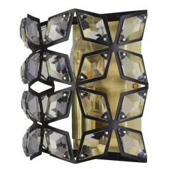 Searchlight Wandlampe innen Kristall H: 18 cm E14 in Messing Schwarz< Wandleuchten|Flurlampen