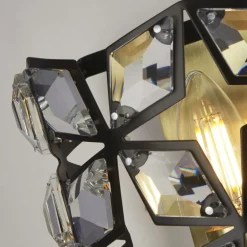 Searchlight Wandlampe innen Kristall H: 18 cm E14 in Messing Schwarz< Wandleuchten|Flurlampen
