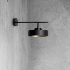 Giovanni Battista Wandlampe innen Schwarz Gold H: 19,5 cm Messing Eisen E27< Wandleuchten|Badezimmer Lampe