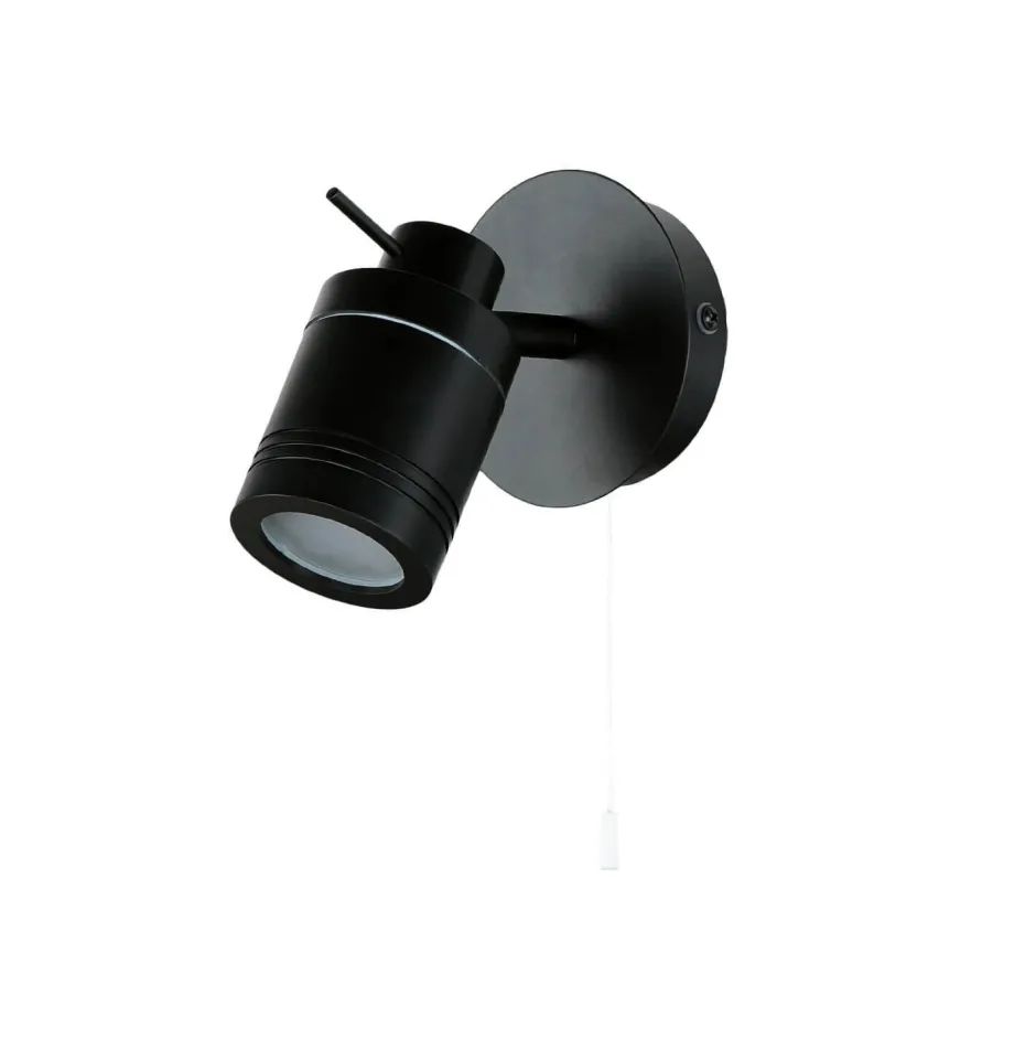 Wohnzimmerlampen|Metall Lampen*Searchlight Wandlampe IP44 GU10 Ø 10 cm Schwarz matt verstellbar