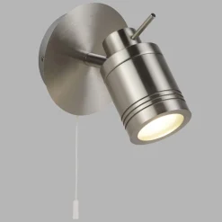 Searchlight Wandlampe IP44 GU10 in Silber matt Bad mit Schalter< Wohnzimmerlampen|Metall Lampen