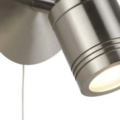 Searchlight Wandlampe IP44 GU10 in Silber matt Bad mit Schalter< Wohnzimmerlampen|Metall Lampen