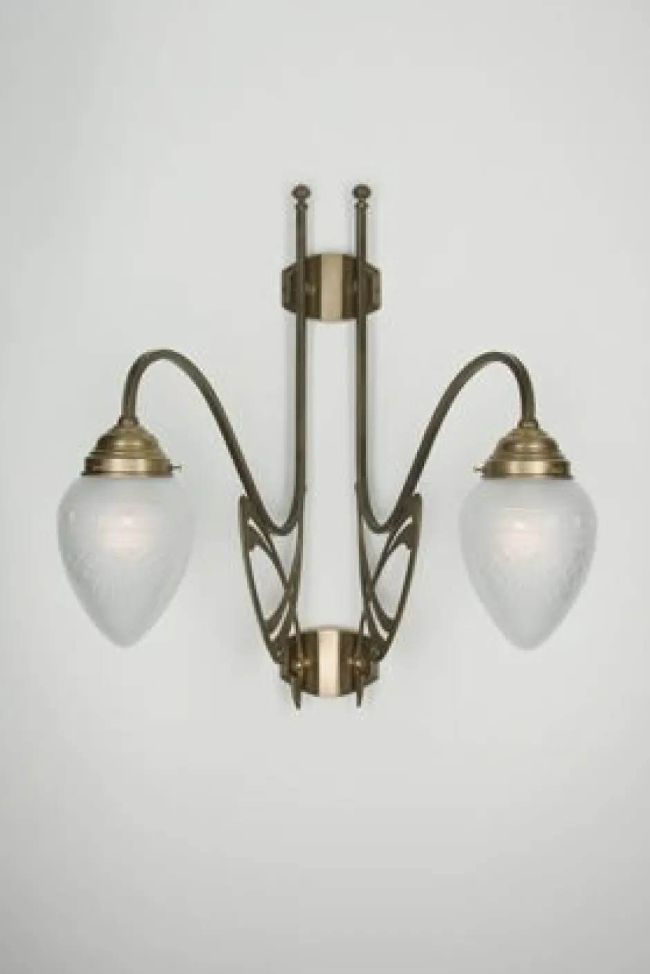 Wohnzimmerlampen|Küchenlampen*Berliner Messingleuchten Wandlampe Jugendstil Berliner Messing Glas B:55 cm E27