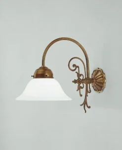 Berliner Messingleuchten Wandlampe Jugendstil Glas Berliner Messing E27 T:33 cm< Wohnzimmerlampen|Küchenlampen