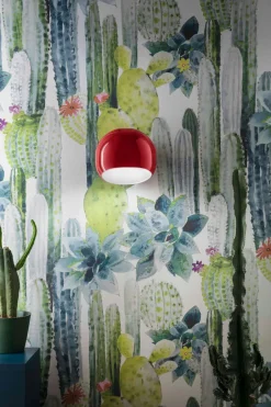 Wohnzimmerlampen|Keramiklampen*Ferroluce Wandlampe Keramik 21 cm breit Rot E27 rund Retro