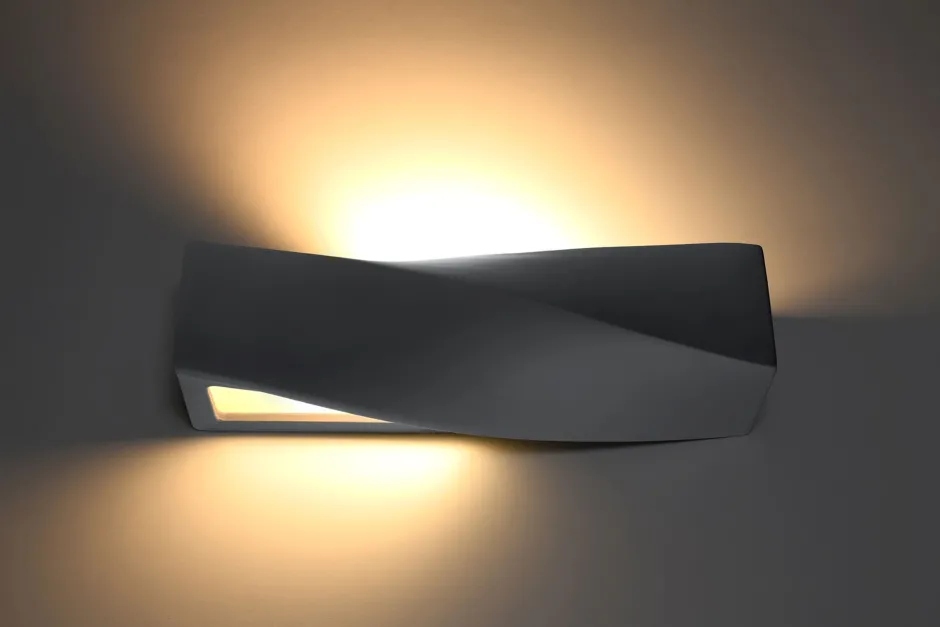 Wohnzimmerlampen|Keramiklampen*Sollux Wandlampe Keramik 42 cm lang Up Down indirekt E27 Grau