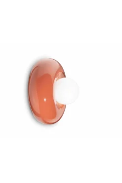 Wohnzimmerlampen|Glaslampen*Ferroluce Wandlampe Keramik Glas Ø 25 cm rund Orange Weiß