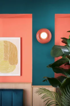 Wohnzimmerlampen|Glaslampen*Ferroluce Wandlampe Keramik Glas Ø 25 cm rund Orange Weiß