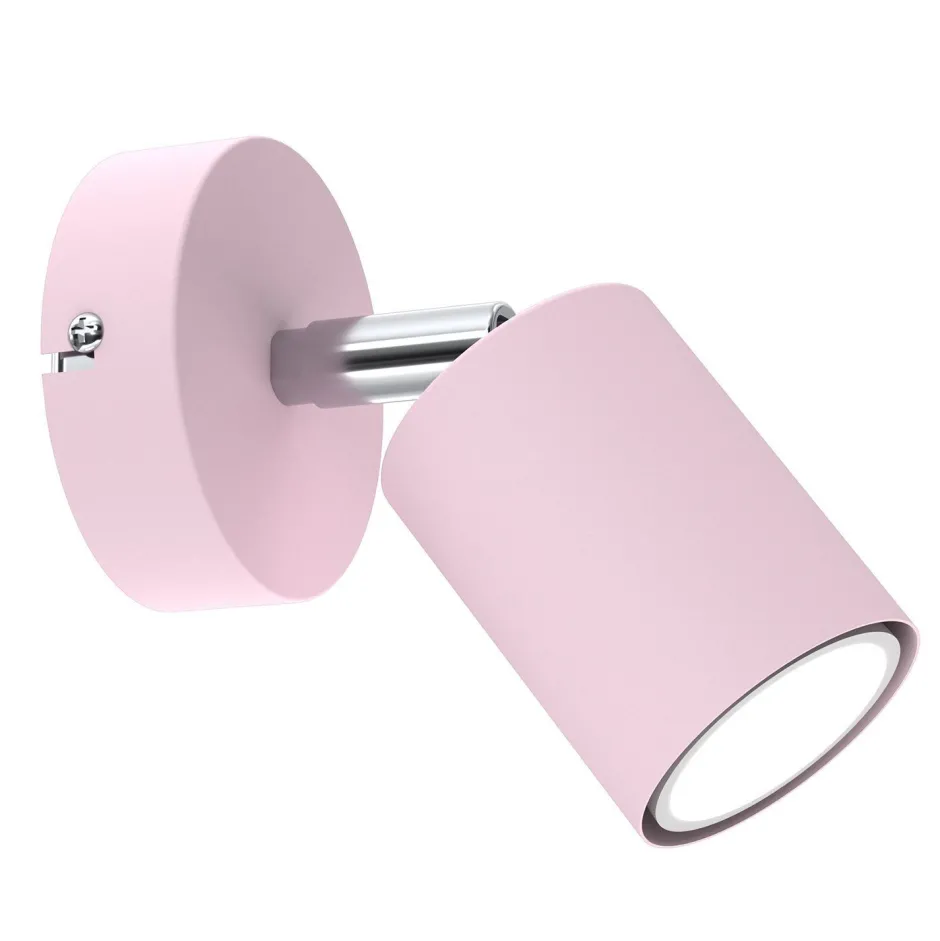 Kinderzimmerlampen|Wohnzimmerlampen*Luminex Wandlampe Kinderzimmer Rosa Ø 8 cm schwenkbar GU10 Metall