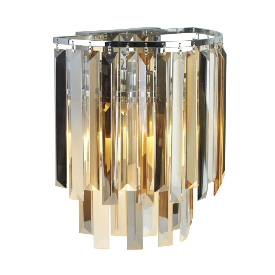 Searchlight Wandlampe Kristall B: 29 cm Rauchglas Art Déco 2x E14< Glaslampen|Kristalllampen