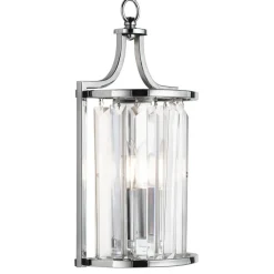 Wohnzimmerlampen|Jugendstil Lampen*Searchlight Wandlampe Kristall E14 Art Déco H: 35 cm in Chrom Klar