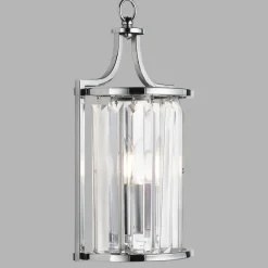 Wohnzimmerlampen|Jugendstil Lampen*Searchlight Wandlampe Kristall E14 Art Déco H: 35 cm in Chrom Klar