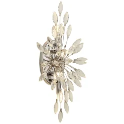 Wohnzimmerlampen|Schlafzimmer Lampen*Searchlight Wandlampe Kristall Metall H: 47 cm in Chrom Klar 4x G9