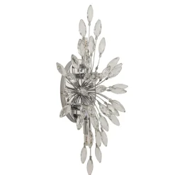 Wohnzimmerlampen|Schlafzimmer Lampen*Searchlight Wandlampe Kristall Metall H: 47 cm in Chrom Klar 4x G9