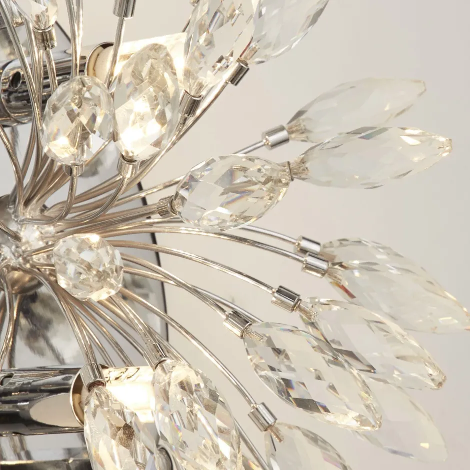 Wohnzimmerlampen|Schlafzimmer Lampen*Searchlight Wandlampe Kristall Metall H: 47 cm in Chrom Klar 4x G9