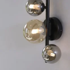 Paul Neuhaus Wandlampe Kugeln Rauchgrau Bernstein Glas G9 H:28,5 cm< Wandleuchten|Flurlampen