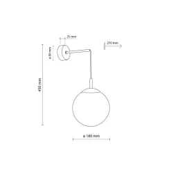 TK Lighting Wandlampe Kugelschirm Glas Metall H: 45 cm B: 18 cm E27< Wandleuchten|Küchenlampen