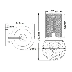 Elstead Wandlampe Kugelschirm Glas Metall E27 39,2 cm hoch< Wohnzimmerlampen|Küchenlampen