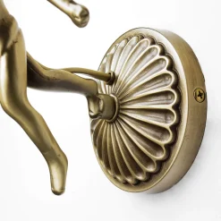 Glaslampen|Metall Lampen*Giovanni Battista Wandlampe Messing Antik Echt Jugendstil Putti