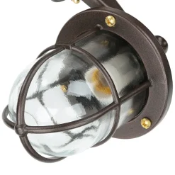 Außenwandleuchten|Rustikale Lampen*Lido Wandlampe Messing außen IP64 Rostbraun antik Maritim E27