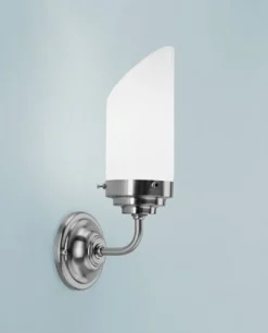 Wohnzimmerlampen|Metall Lampen*Berliner Messingleuchten Wandlampe Messing Glas T:14 cm E27 in Nickel blendarm