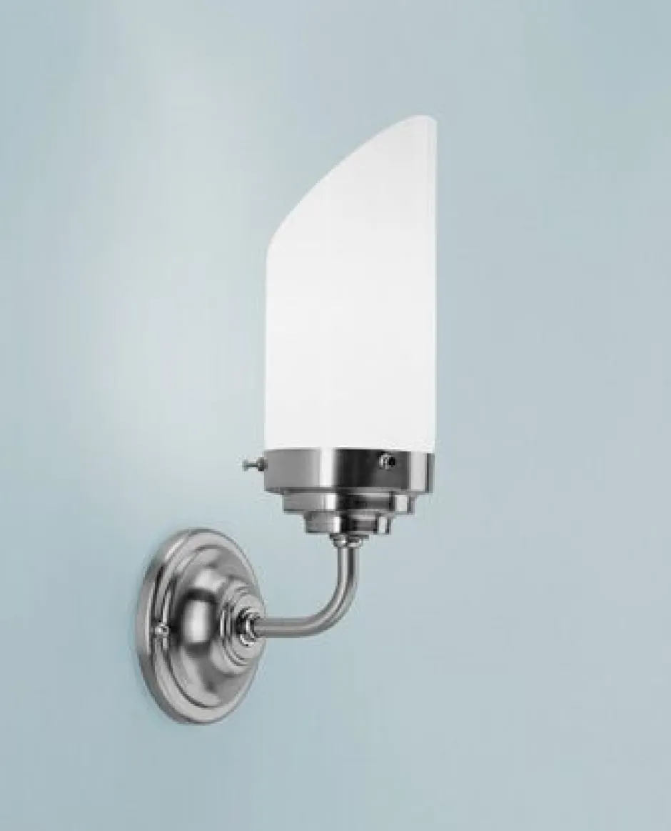 Wohnzimmerlampen|Metall Lampen*Berliner Messingleuchten Wandlampe Messing Glas T:14 cm E27 in Nickel blendarm