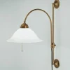 Wohnzimmerlampen|Küchenlampen*Berliner Messingleuchten Wandlampe Messing Glas Zugschalter Steckdosenanschluss
