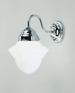 Berliner Messingleuchten Wandlampe Messing in Chrom Glas blendarm E27 Jugendstil< Wohnzimmerlampen|Küchenlampen