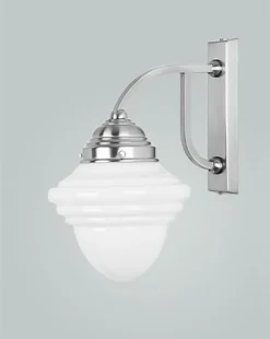 Wohnzimmerlampen|Küchenlampen*Berliner Messingleuchten Wandlampe Messing in Nickel Glasschirm E27 T:25 cm