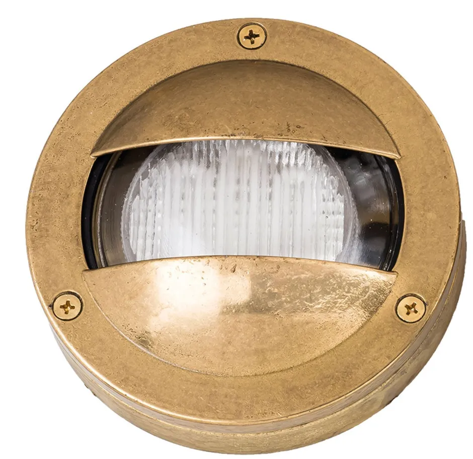 Lido Wandlampe Messing IP64 rund Außenbereich Maritim< Außenleuchten Antik|Außenleuchten Messing