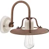 Ferroluce Wandlampe Metall 25 cm breit Creme Rostbraun E27 MATTIA< Wohnzimmerlampen|Keramiklampen