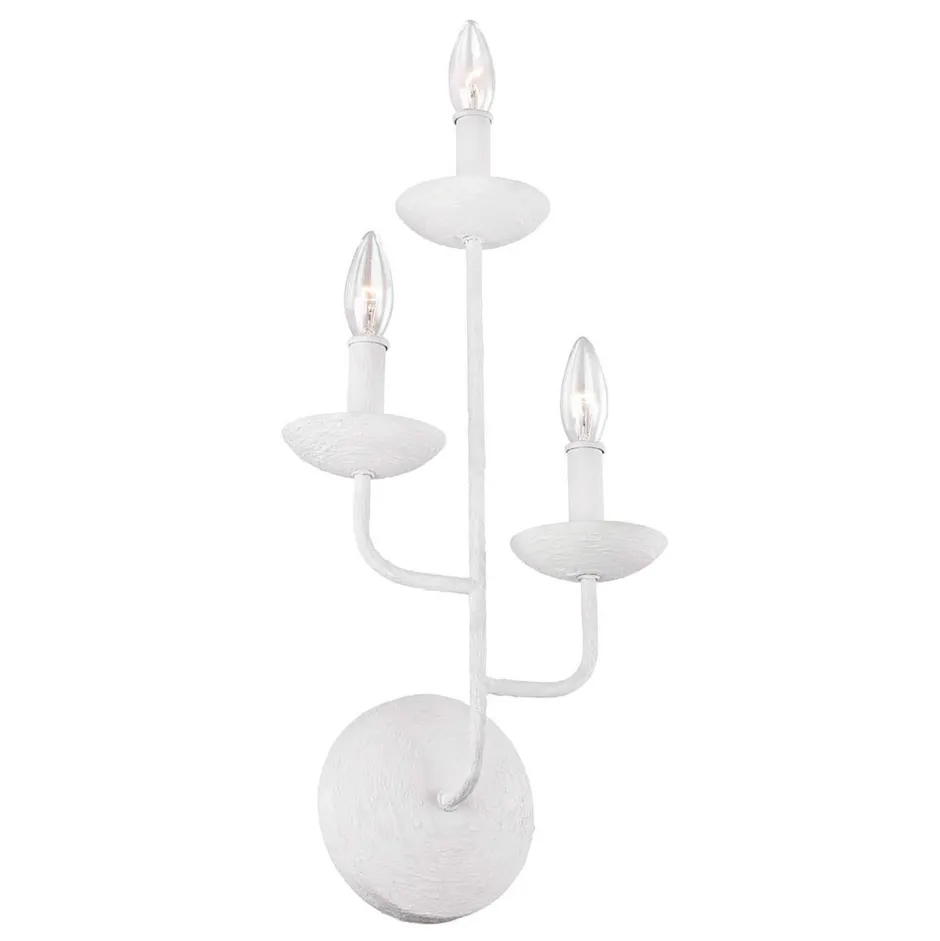 Wandleuchten|Schlafzimmer Lampen*Elstead Wandlampe Metall 61 cm hoch Weiß E14 3-flammig EIRA