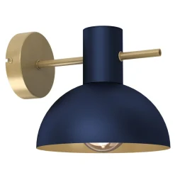 Luminex Wandlampe Metall Dunkelblau Gold B:18 cm E27 stilvoll< Wandleuchten|Schlafzimmer Lampen
