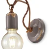 Ferroluce Wandlampe Metall E27 18 cm hoch Taupe Shabby Antik< Wohnzimmerlampen|Küchenlampen