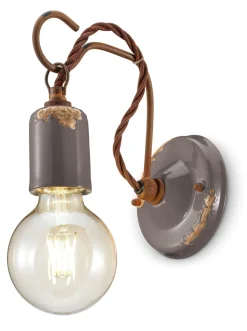 Ferroluce Wandlampe Metall E27 18 cm hoch Taupe Shabby Antik< Wohnzimmerlampen|Küchenlampen