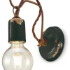 Ferroluce Wandlampe Metall E27 H: 18 cm Schwarz Shabby Antik< Wohnzimmerlampen|Keramiklampen