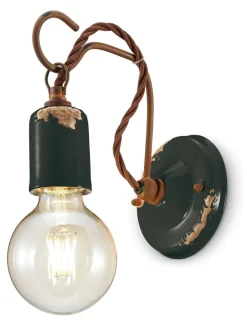 Ferroluce Wandlampe Metall E27 H: 18 cm Schwarz Shabby Antik< Wohnzimmerlampen|Keramiklampen