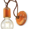 Ferroluce Wandlampe Metall E27 H: 18 cm Orange Shabby Antik< Wohnzimmerlampen|Küchenlampen
